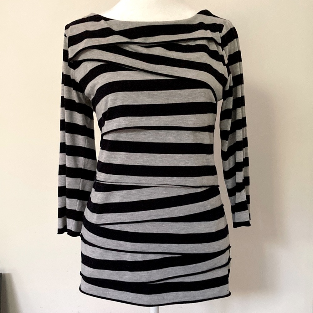 Women’s Grey & Black Striped Tunic Top